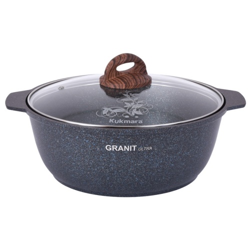 Жаровня 4,0л Kukmara GRANIT ULTRA литой алюм. АП со стекл. крышкой (blue) жгг41а 1/4 фото 2