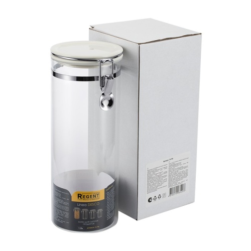 Банка для сыпучих стекло 1500мл DESCO крышка с замком Regent 74-703 фото 2