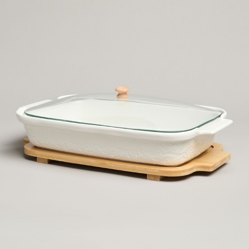 Форма для запекания фарфор 34,5*21см MUSE на подставке с крышкой Lefard 587-243 фото 2 Форма для запекания фарфор 34,5*21см MUSE на подставке с крышкой Lefard 587-243 фото 2