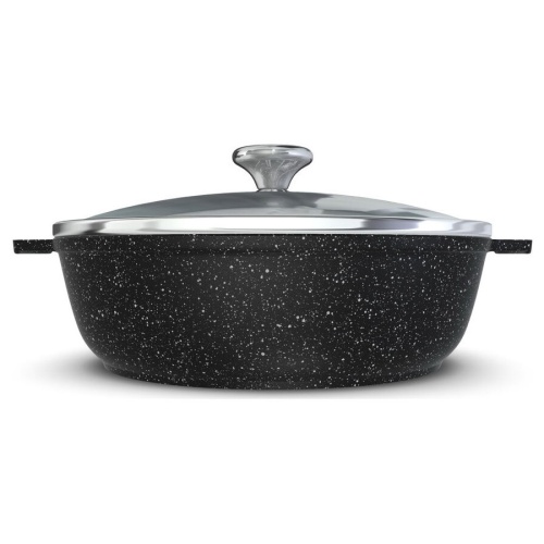 Жаровня 2,5л Нева GRANITE литой алюм. АП со стекл. крышкой NG6525 фото 2