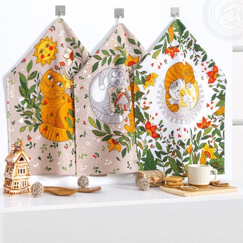 Набор полотенец 3шт рогожка 45*60см МУРЛЫКА Арт Дизайн фото 2