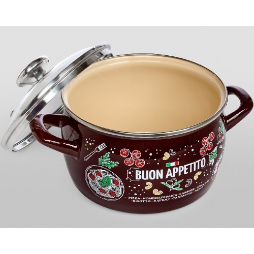 Кастрюля эмаль 3,1л Metrot ХИТ сферическая со стекл. крышкой индукция 389706 фото 3