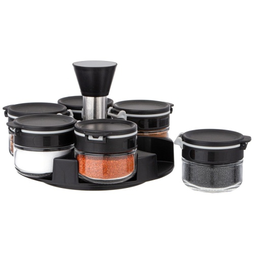 Набор для специй стекло 7пр (6 баночек 85мл+подставка) Agness 671-101 фото 5