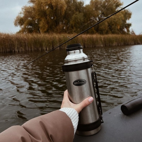 Термос 1200мл Biostal у/г нерж. сталь клапан крышка-чашка складная ручка NY-1200-2 фото 3