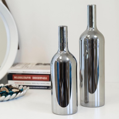 Ваза-бутылка стекло 8,5*34,5см СЕРЕБРО Магамакс CSA-36L фото 3 Ваза-бутылка стекло 8,5*34,5см СЕРЕБРО Магамакс CSA-36L фото 3