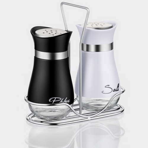 Набор для специй пластик 3пр (2 баночки+подставка) BLACK&WHITE Сияние 10913236 фото 2