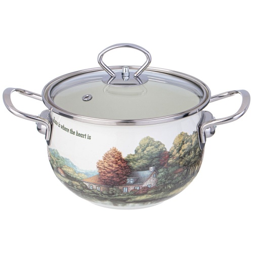 Кастрюля эмаль 2,0л Agness FAMILY HOUSE со стекл. крышкой индукция 943-066 фото 3 Кастрюля эмаль 2,0л Agness FAMILY HOUSE со стекл. крышкой индукция 943-066 фото 3