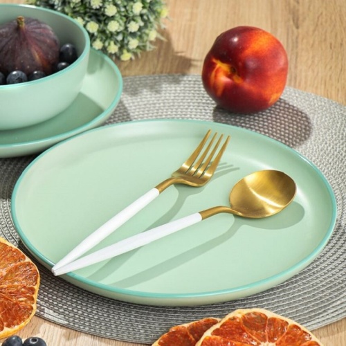 Тарелка обеденная керамика 24см MACARONS Domenik DM7000 фото 3