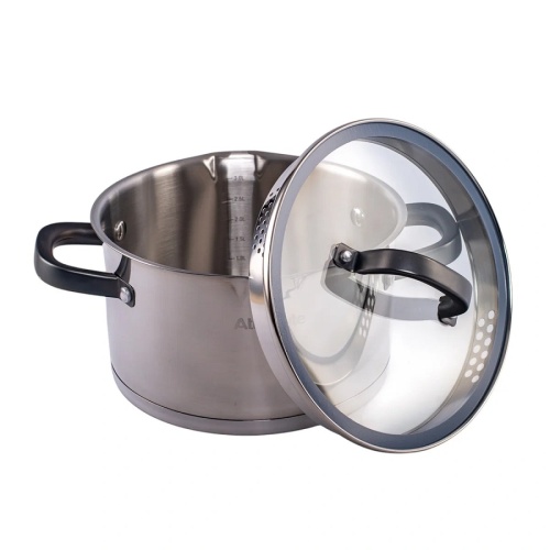 Кастрюля нерж. сталь 3,25л 20см Attribute DAVINCI со стекл. крышкой индукция ASD020 фото 2