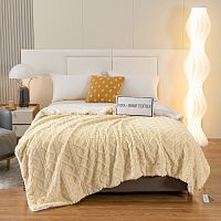 Плед 150*200см микрофибра FLUFFY КОСИЧКА сливочный Viva Home Textile