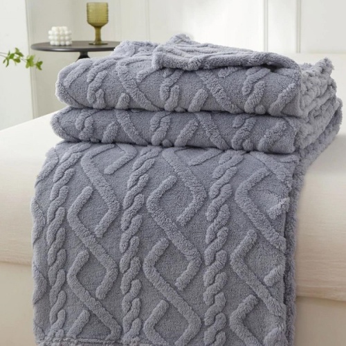 Плед 180*200см велсофт ШЕРПА косичка серый Vse Doma фото 2 Плед 180*200см велсофт ШЕРПА косичка серый Vse Doma фото 2