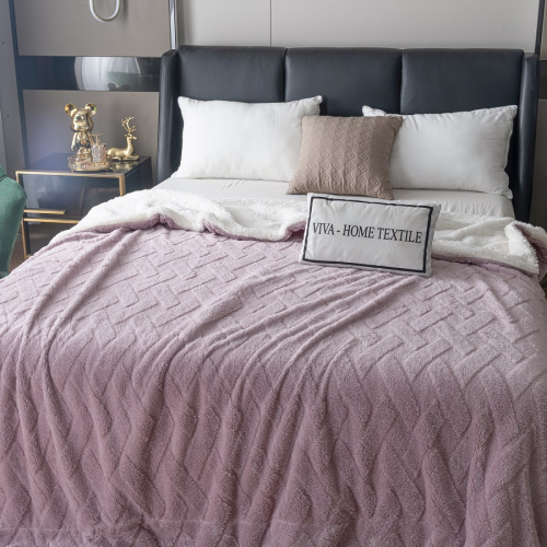 Плед 150*200см микрофибра FLUFFY ПЛЕТЕНКА брусничный Viva Home Textile фото 4