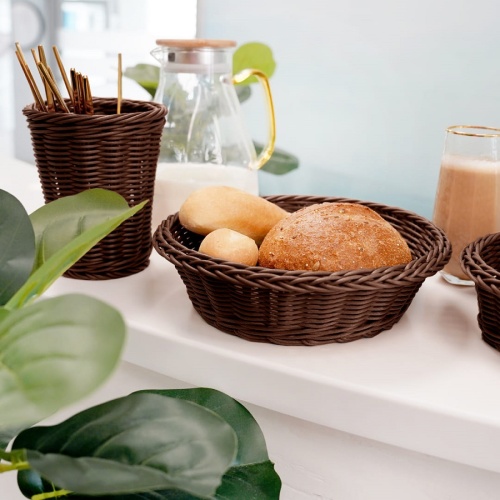 Корзина для хлеба 25*7см Магамакс ПОЛИРОТАНГ коричневый Zong-08 фото 3 Корзина для хлеба 25*7см Магамакс ПОЛИРОТАНГ коричневый Zong-08 фото 3