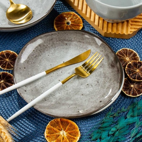 Тарелка десертная керамика 20см STONE серый Domenik DMD042 фото 2