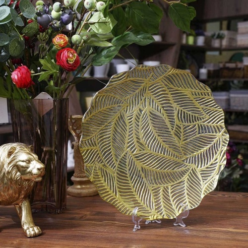 Блюдо из стекла 30,5см ЛИСТЬЯ прозрачный Магамакс Tin-19 фото 3