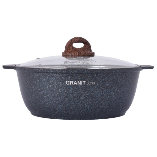 Жаровня 4,0л Kukmara GRANIT ULTRA литой алюм. АП со стекл. крышкой (blue) жгг41а 1/4 фото 3