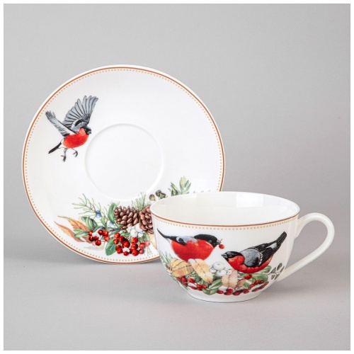 Чайная пара фарфор 300мл МОРОЗКО СНЕГИРИ Lefard 85-2059 фото 3