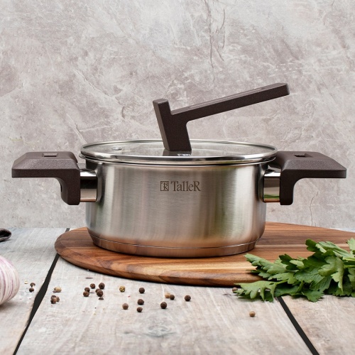 Кастрюля нерж. сталь 1,4л Taller МЕТОД со стекл. крышкой индукция TR-17306 фото 2