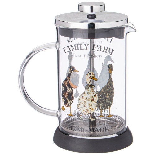 Френч-пресс 600мл Agness FAMILY FARM ГУСИ закал. стекло нерж. сталь 894-156 фото 2