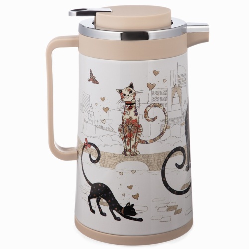 Термокувшин 950мл Agness ПАРИЖСКИЕ КОТЫ стекло пластик 734-207 фото 3