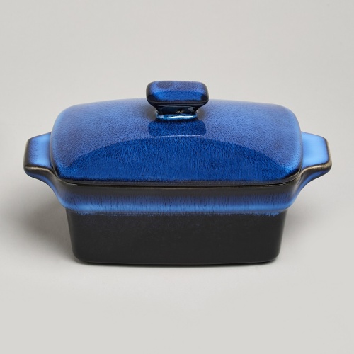 Форма для запекания керамика 16,5*10*5/9см REACTIVE BLUE с крышкой Agness 780-133 фото 2