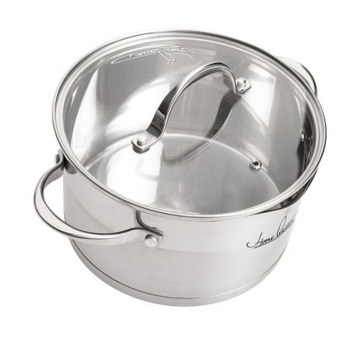 Кастрюля нерж. сталь 4,5л Home Queen ТАНДЕМ со стекл. крышкой индукция 77268 1/6 фото 2