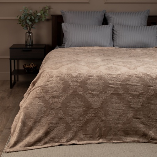 Плед 150*200см фланель D-Дамаск КОРИЧНЕВЫЙ Absolute TF FNE BR2 1520 18-1017 фото 2