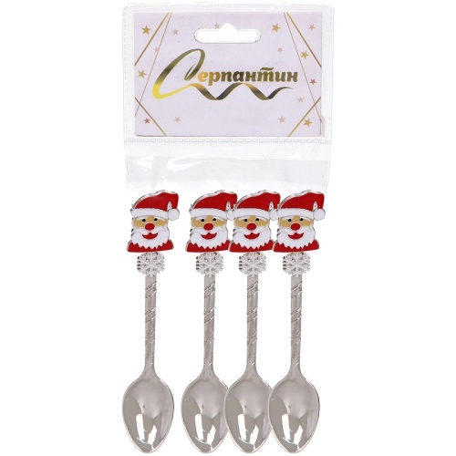 Набор ложек десертных 4шт ДЕД МОРОЗ серебро 889-0434 фото 2