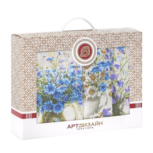 Комплект кухонный рогожка 4пр (скатерть 150*183см+полотенце 3шт) ПОЛЕВЫЕ ЦВЕТЫ Арт Дизайн фото 3