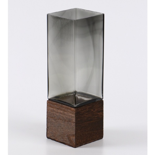 Ваза стекло 8*25см КВАДРАТНАЯ серый Данте 10901002 фото 3