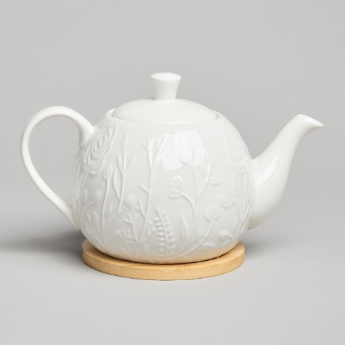 Чайник заварочный фарфор 900мл Lefard MEADOW на подставке 587-218 фото 2