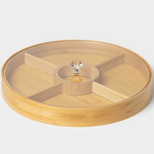 Менажница из бамбука 5-ти секц. 30см STRIATA с крышкой Доляна 7061101 фото 2