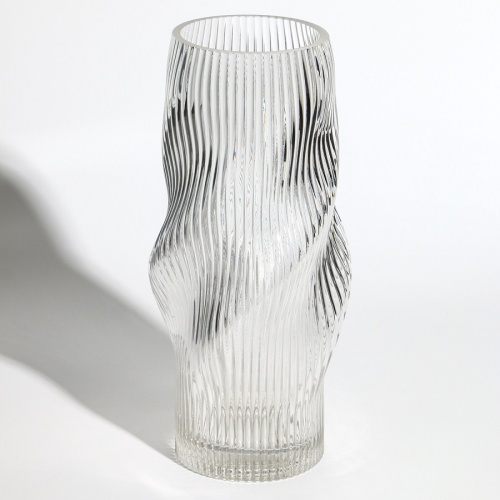 Ваза стекло 12*10*29см РЕЛЬЕФ прозрачный Венди 10872903 фото 2