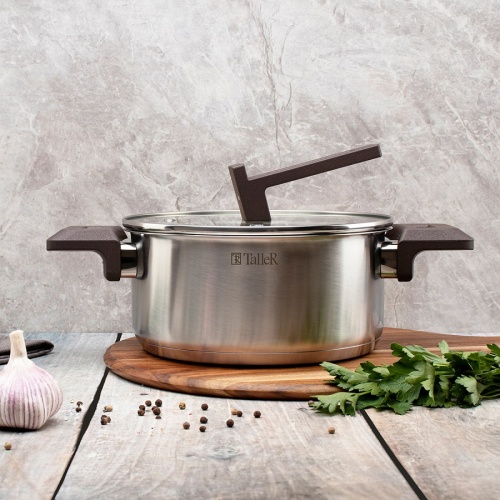 Кастрюля нерж. сталь 2,6л Taller МЕТОД со стекл. крышкой индукция TR-17308 фото 2