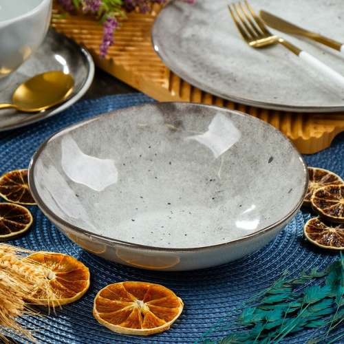 Тарелка суповая керамика 20см STONE серый Domenik DMD043 фото 2