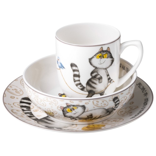 Набор посуды на 1 перс. 3пр фарфор СЧАСТЬЕ ЕСТЬ ПЕЧЕНЬКИ Lefard 85-2091 фото 2