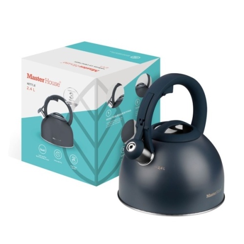 Чайник нерж. сталь 2,4л Master House ANTONIO СЕРЫЙ автоподъем крышки индукция 75375 фото 2